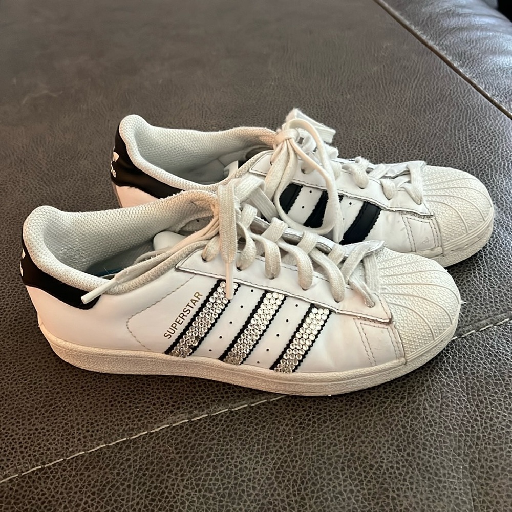 Adidas Superstar with diamantés size 4